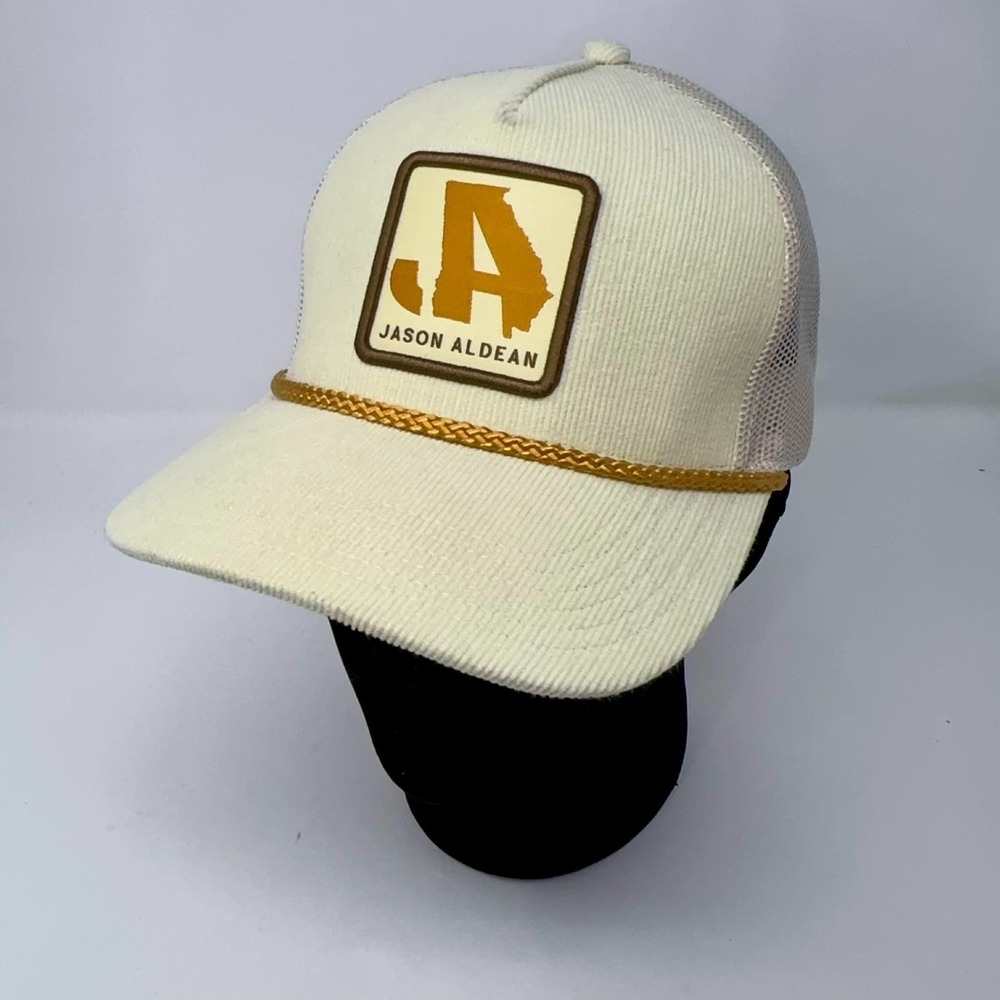 Jason Aldean Hat Snap Back Cap Mesh Trucker Rope Concert‎ Band Country Corduroy